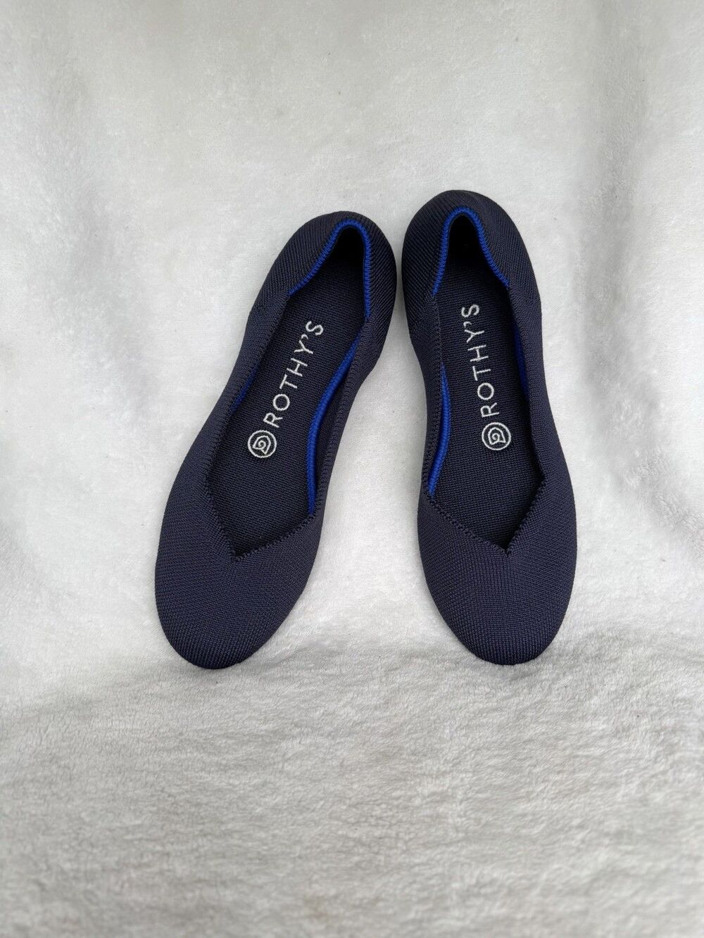 Rothy's The Flat Navy Blue Knit Washable Women's 7 Slip On Ballet Style Shoe